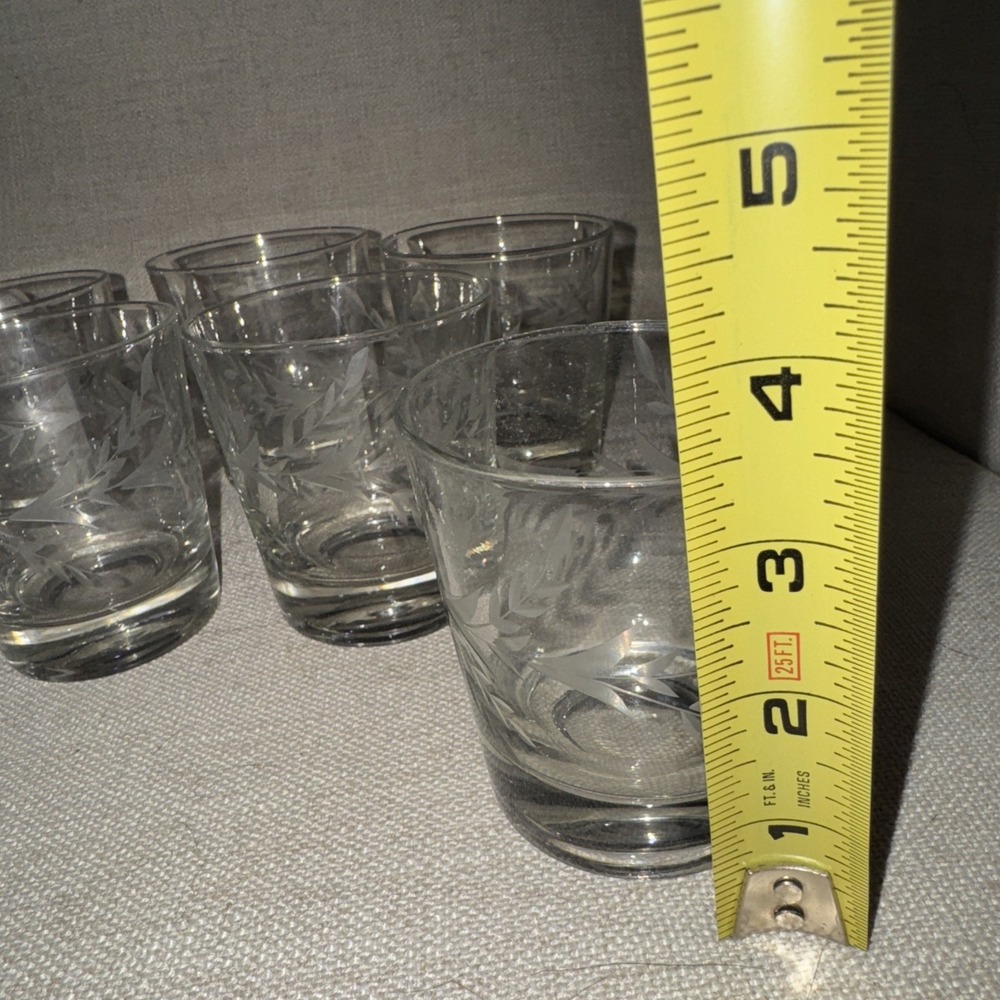 Vintage Set Of 6 Etched Lo Ball /whiskey Glasses OLA000 - Picture 8 of 9